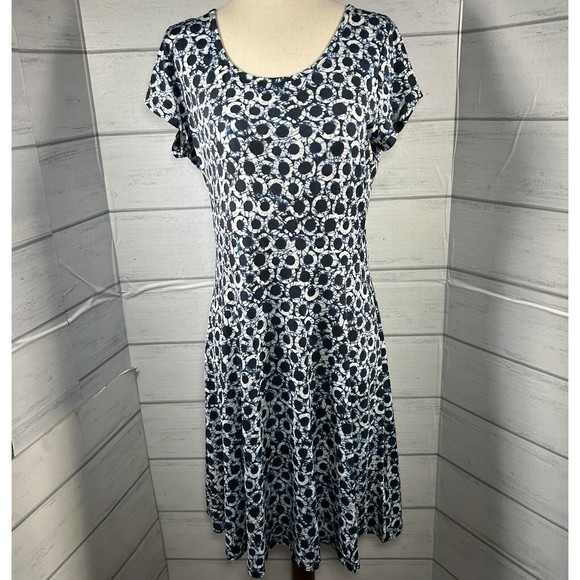 Michael Kors Womens Shift Dress Short Sleeve Polyester Navy Blue Size Medium $99 - Picture 1 of 11